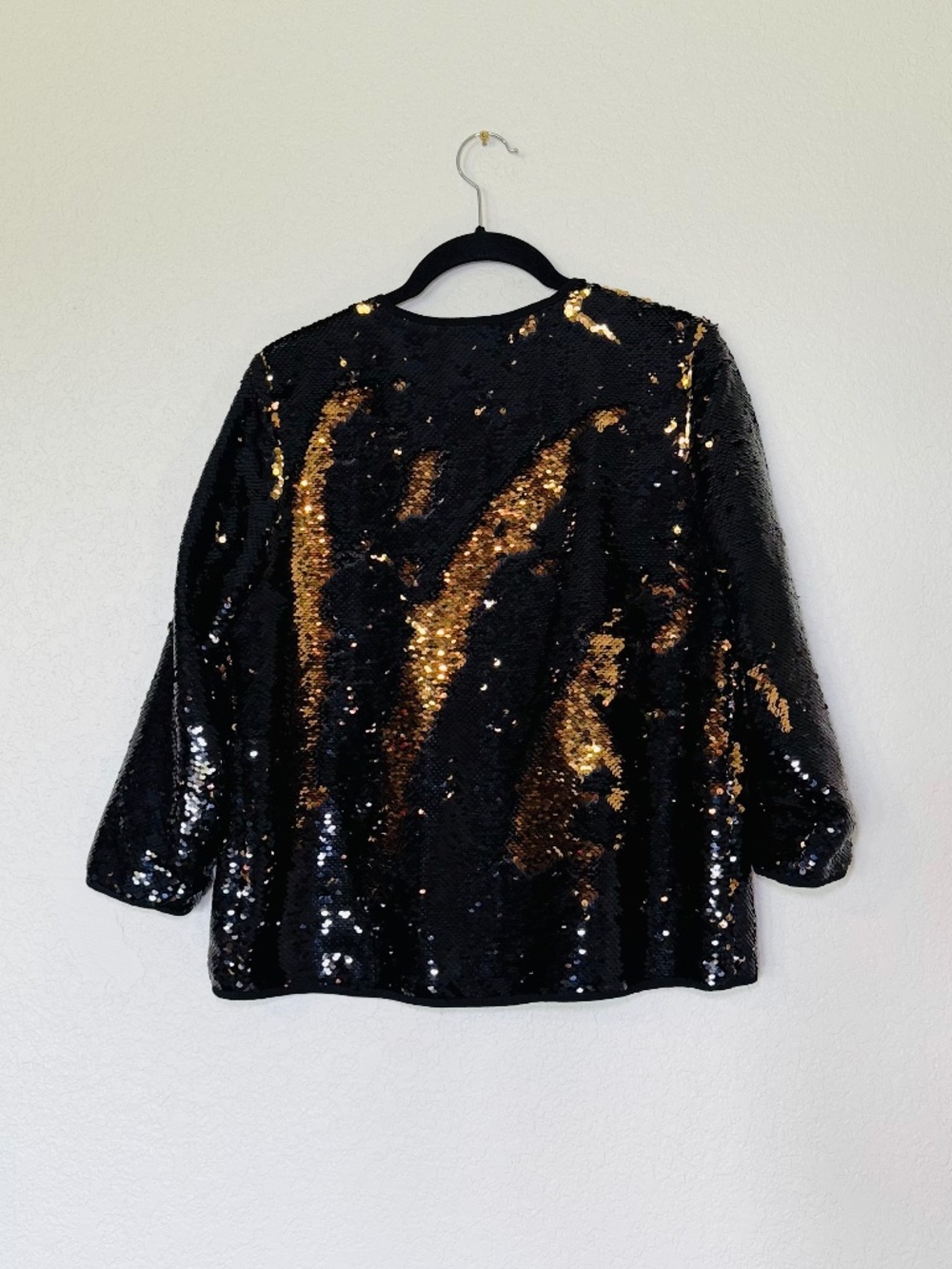 LulaRoe Stella Elegant Collection Bolero Jacket Women Small Black to Gold Sequin
